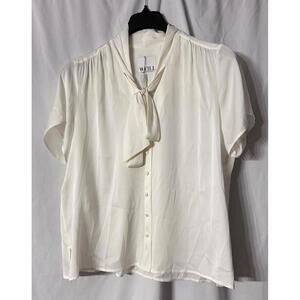 NWT Weill Paris Womens Silk Blend Short Sleeve Monroe Ecru Blouse Shirt Size 3
